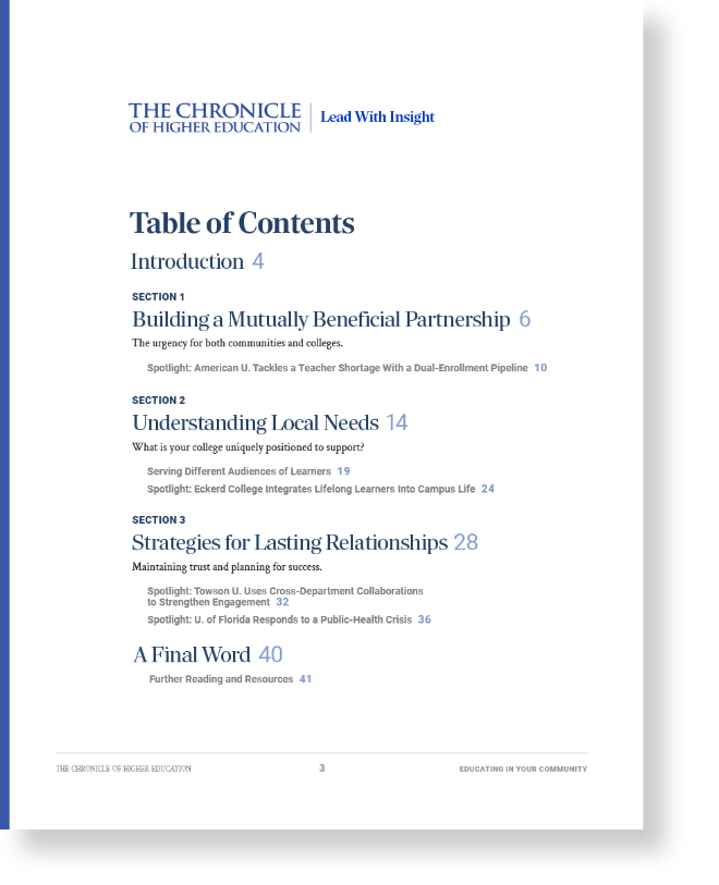 Educating in Your Community Table of Contents