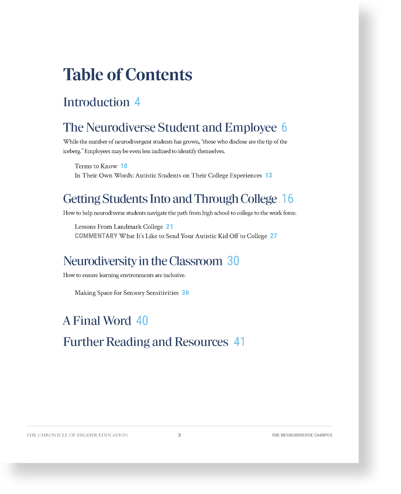 The Neurodiverse Campus Table of Contents