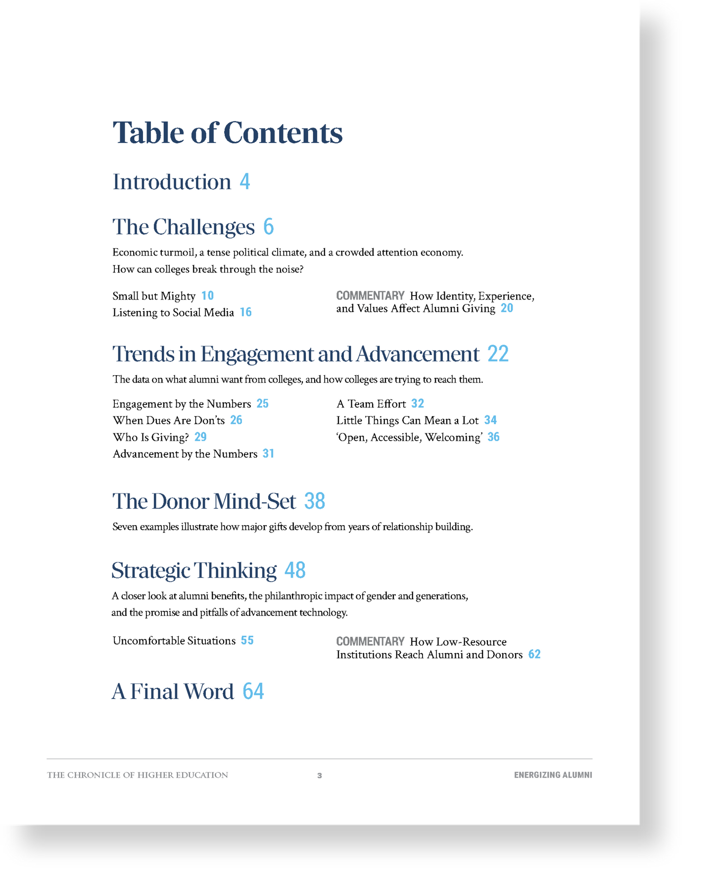 Energizing Alumni Table of Contents