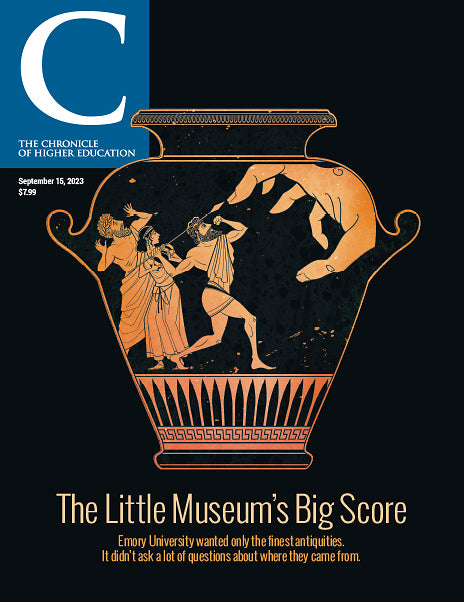 Chronicle Issue, September 15, 2023 - The Little Museum's Big Score - Some ancient Greek art against a black backdrop.