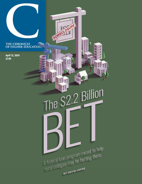 An image of the cover for The $2.2 Billion BET issue. The cover has a money green background and an image of a scale model campus with a giant "Foreclosure" real estate sign in the middle. The title is in large print beneath the campus.