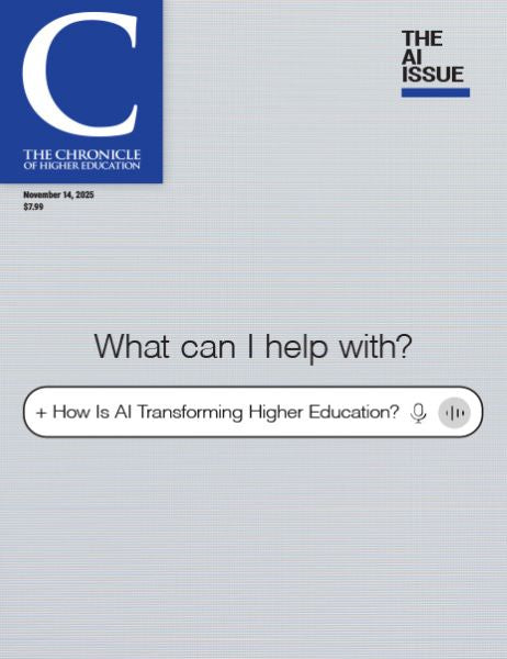The AI Issue: How Is AI Transforming Higher Education? - image of an AI ask bar with the text "What can I help with"