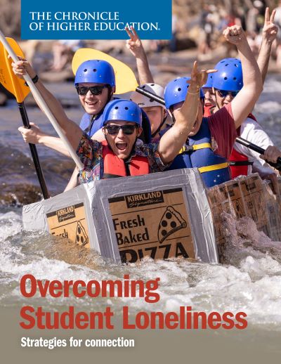 Chronicle Report: Overcoming Student Loneliness - Image of students having fun together in a homemade raft