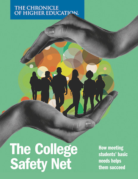 Chronicle Collection: The College Safety Net - A group of students between two palms demonstrating safety.