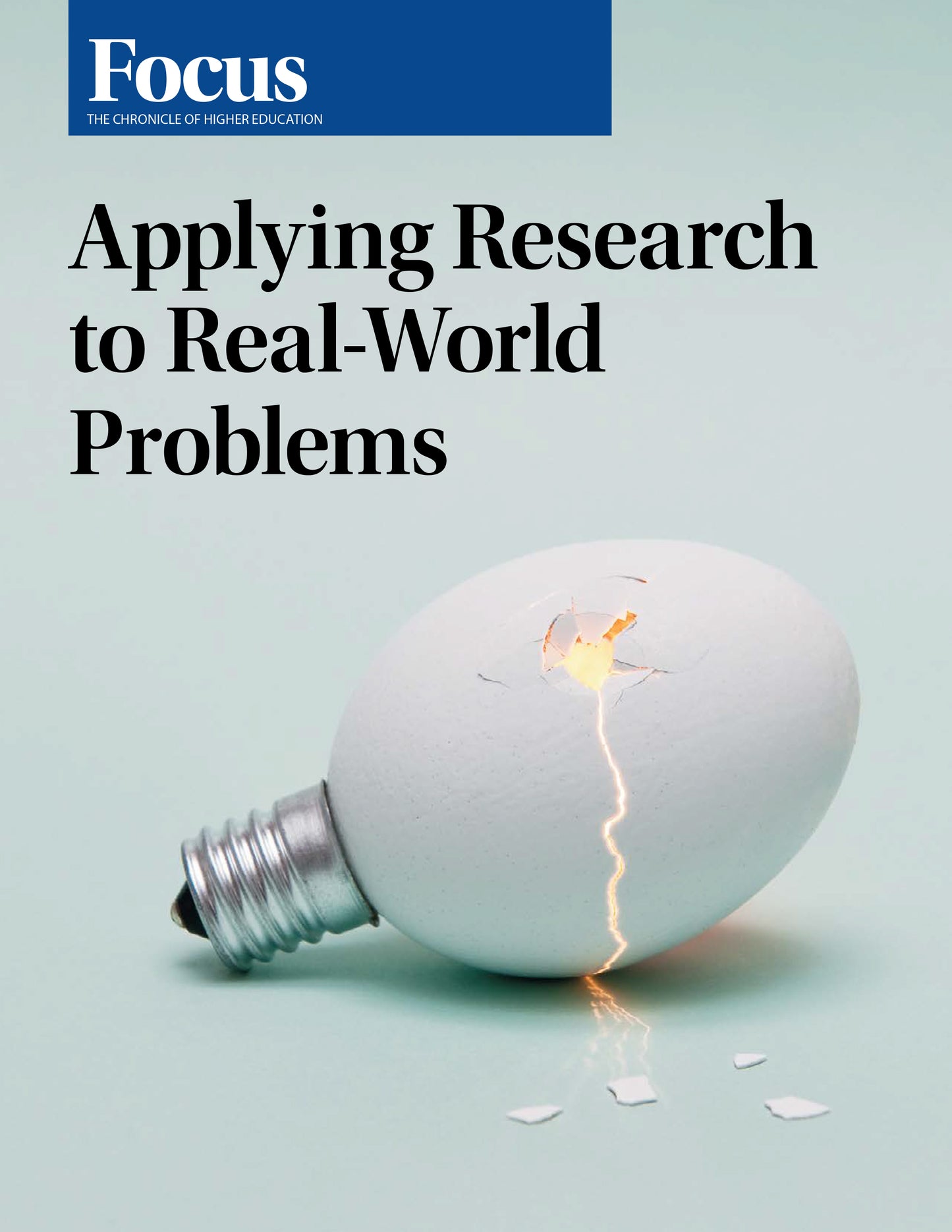 Applying Research to Real-World Problems - Cover image of a cracked egged being used as a light bulb.