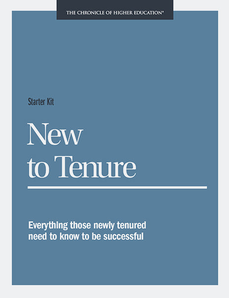 New to Tenure - Everything those newly tenured need to know to be successful. Cover image of the title in front of a blue background.