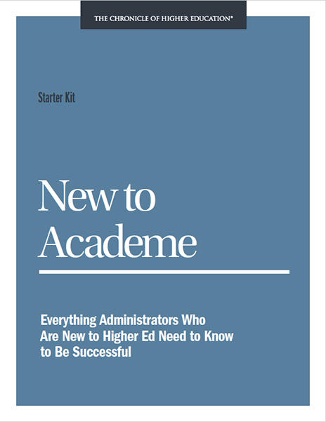 New To Academe- Everything Administrators Who Are New to Higher Ed Need to Know to Be Successful. Cover image of the title in front of a light blue background.