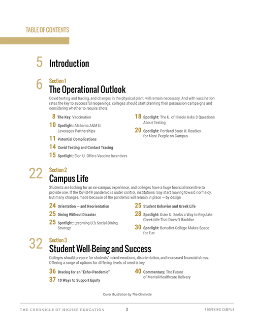 Table of Contents with an introduction, three section headers and numerous sub-headers for each one.