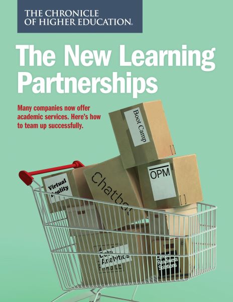 The New Learning Partnerships - Mint green cover with image of shopping cart full of boxes.