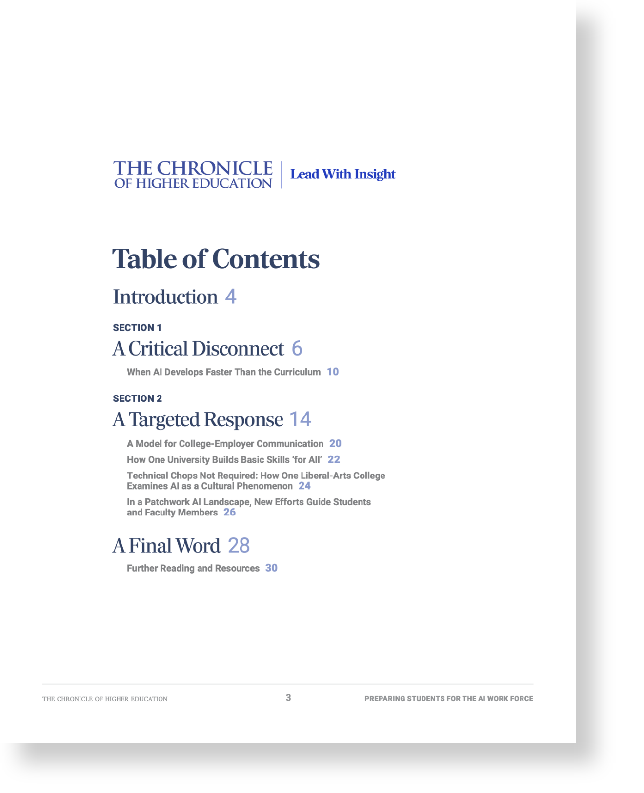 Preparing Students for the AI Work Force Table of Contents