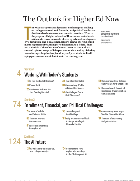 The Outlook for Higher Ed Now Table of Contents