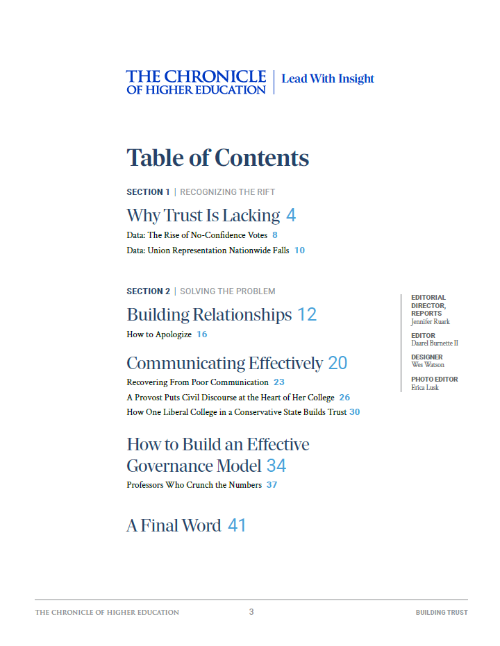 Building Trust Table of Contents