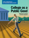 College as a Public Good - Chronicle Report: People spreading seeds on a farm against the backdrop of a college building.