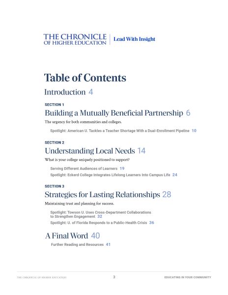Educating in Your Community Table of Contents