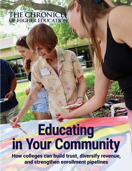 Educating in Your Community: How Colleges Can Build Trust, Diversify Revenue, and Strengthen Enrollment Pipelines - cover image of a student and community member painting together