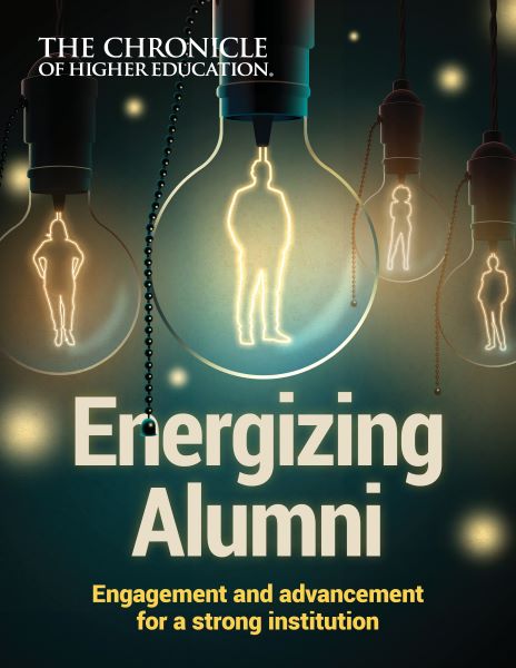 Energizing Alumni: Engagement and Advancement for a Strong Institution - Image of lightbulbs, with silhouettes of alumni shining the light within