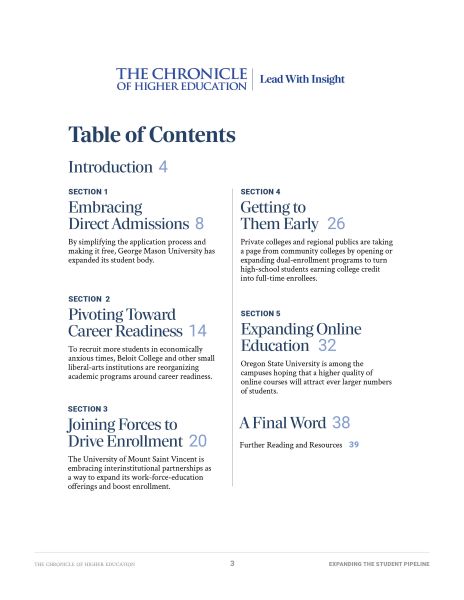 Expanding the Student Pipeline Table of Contents
