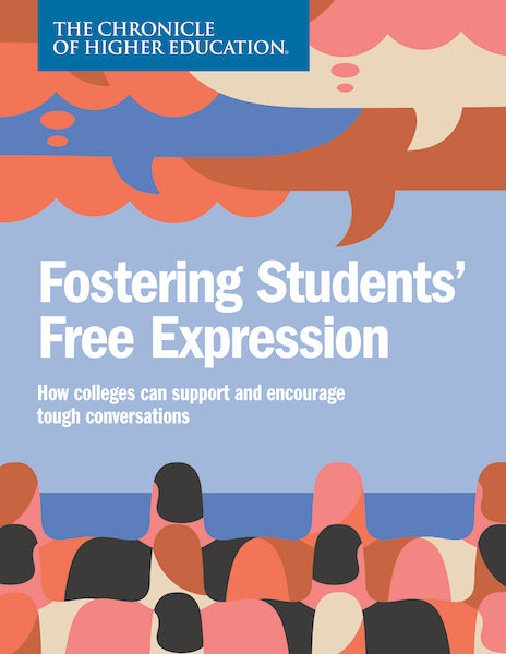 Chronicle Report: Fostering Students' Free Expression - An illustration of a group of people with thought bubbles floating on the top.
