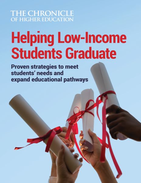 Helping Low-Income Students Graduate: Proven Strategies to Meet Students' Needs and Expand Educational Pathways - cover image of hands holding up diplomas tied with red ribbons