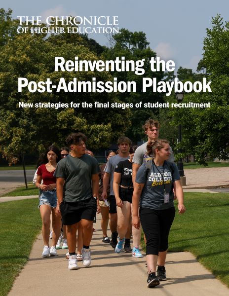 Reinventing the Post-Admission Playbook: New strategies for the final stages of student recruitment - cover photo of new students touring at Albion College