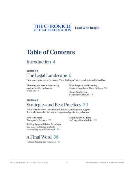 Supporting Student in Turbulent Times Table of Contents