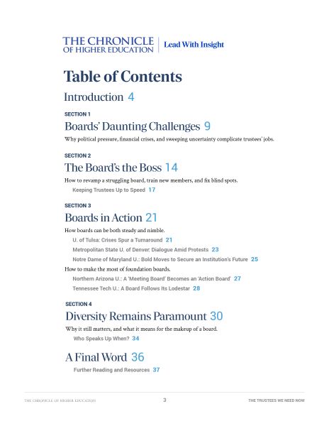 The Trustees We Need Now Table of Contents