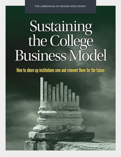 Sustaining the College Business Model - Cover image of a bar graph mounted on a rock.