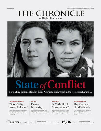 Cover Image of Chronicle Issue, Apr. 27, 2018, State of Conflict