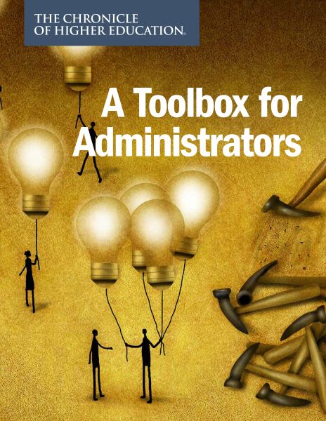 A Toolbox for Administrators - cover image of stick figures hold onto lightbulbs as if they were balloons