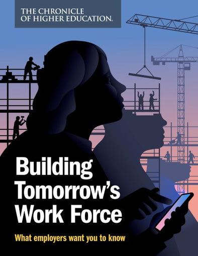 Building Tomorrow's Workforce: What employers want you to know cover image - an illustration of silhouetted students with construction workers building thier heads.