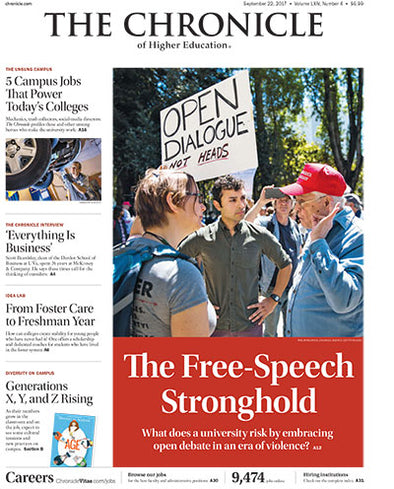Cover Image of Chronicle Issue, Sept 22, 2017, The Free-Speech Stronghold