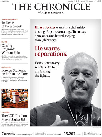 Cover Image of Chronicle Issue, Nov. 17, 2017, He Wants Reparations.