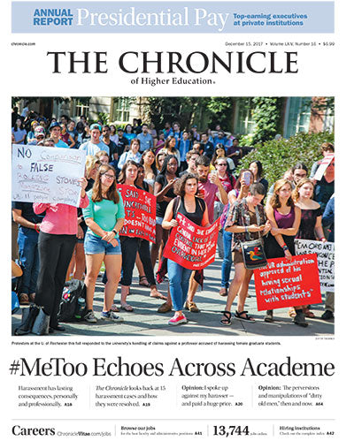 Cover Image of Chronicle Issue, December 15, 2017, #MeToo Echoes Across Academe 
