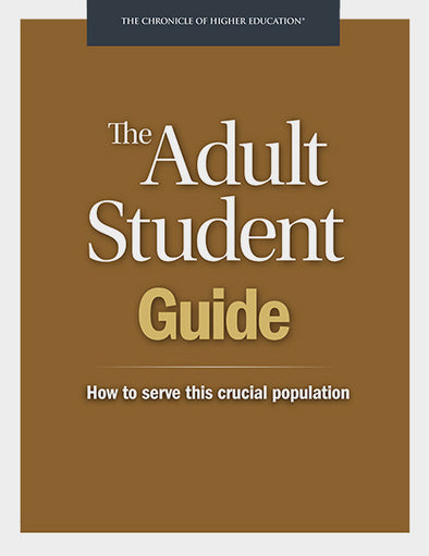 The Adult Student Guide. How to serve this crucial population - Cover image of the title in front of a orange backdrop.