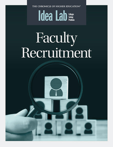 Faculty Recruitment - Cover image of a magnifying glass looking into a profile.