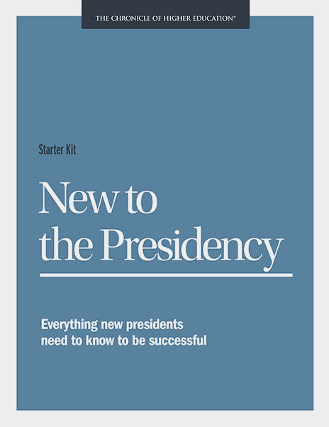New to the Presidency. Everything new presidents need to know to be successful.  Cover image of the title in front of a blue background.