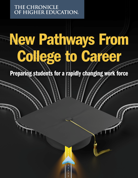 New Pathways From College to Career - Cover image of a graduation cap with multiple pathways attached to it.