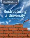 Restructuring a University - Cover image with a brick wall under construction against the backdrop of a bright blue sky.