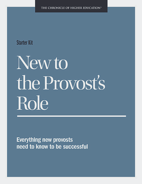New to the Provost's Role- Cover image of the title in front of a blue background.