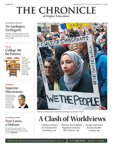 Cover Image of Chronicle Issue, Feb. 10, 2017, A Clash of Worldviews