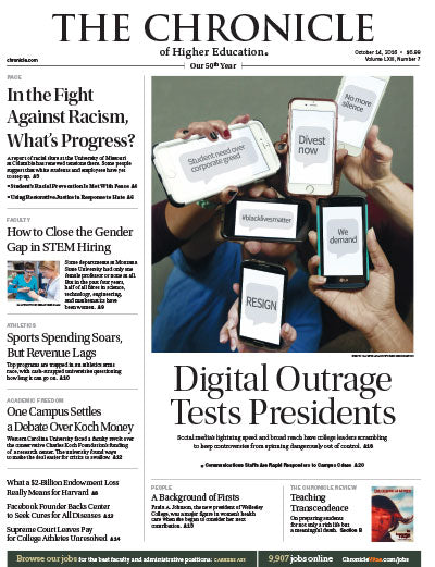 Cover Image of Chronicle Issue, Oct. 14, 2016, Digital Outrage Tests Presidents