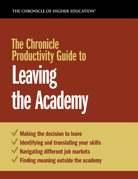 The Chronicle Productivity Guide to Leaving the Academy - Cover image of a orange backdrop with the title in front of it.