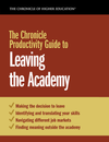 The Chronicle Productivity Guide to Leaving the Academy - Cover image of a orange backdrop with the title in front of it.