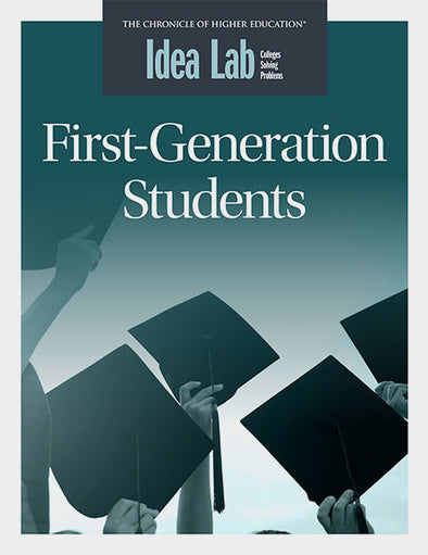 First-Generation Students - Cover image of students holding up their graduation caps.
